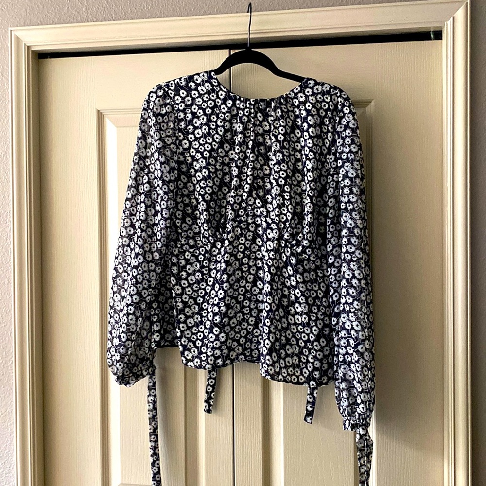 Topshop sheer open back blouse with tie!